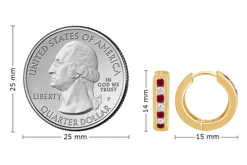 AFFY Huggie Earrings for Women, 14K Yellow Gold Over Sterling Silver Hoop Earrings with Simulated Ruby and White Cubic Zirconia, Dainty Elegant Jewelry Gift - Image 4